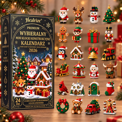 🌿🏆Kalendarz adwentowy z 24 mini ozdobami świątecznymi wykonanymi z kostek