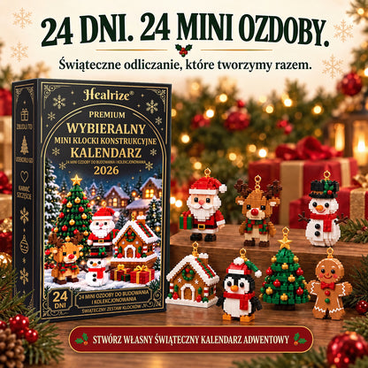 🌿🏆Kalendarz adwentowy z 24 mini ozdobami świątecznymi wykonanymi z kostek